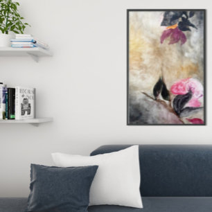 Poster Flores Harmoniosas Rosa Abstrato