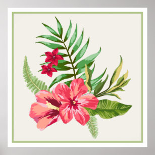 Póster Flores Havaianas Nativas de Hibiscus