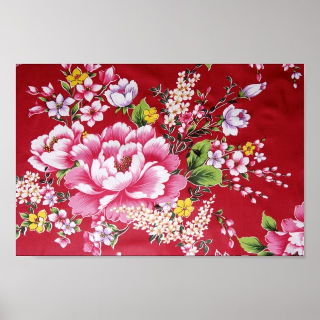 Póster Flores Kimono Japonesas (Frente)