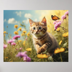 Poster *~*  Flores Kitty 5:4  Gatinho Gato Borboleta AP68