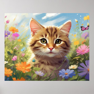 Poster *~*  Flores Kitty Cat 5:4  Kitten Butterfly AP68