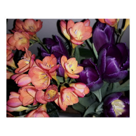 Póster Flores laranja e púrpura