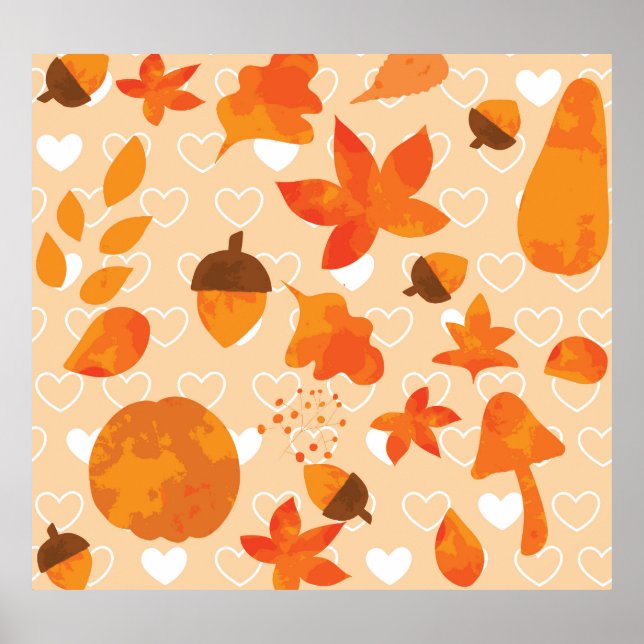 Poster Flores Laranja: Padrão de Portalha da Mão. (Frente)