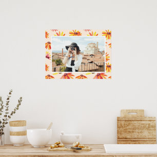 Poster Flores Laranja Pintadas Modernas Foto Personalizad