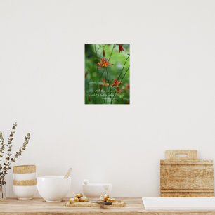 Poster Flores Laranja Sonhadoras com Citação de Edgar All