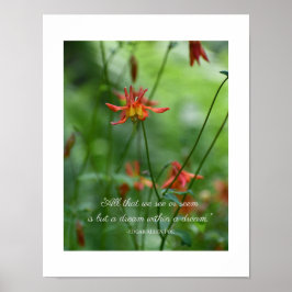 Poster Flores Laranja Sonhadoras com Citação de Edgar All