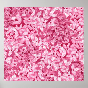 Poster Flores lilases de aquarelas: fundo floral rosa