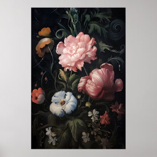 Poster Flores Mágicas Rosa no Jardim Impressão, Botânica 