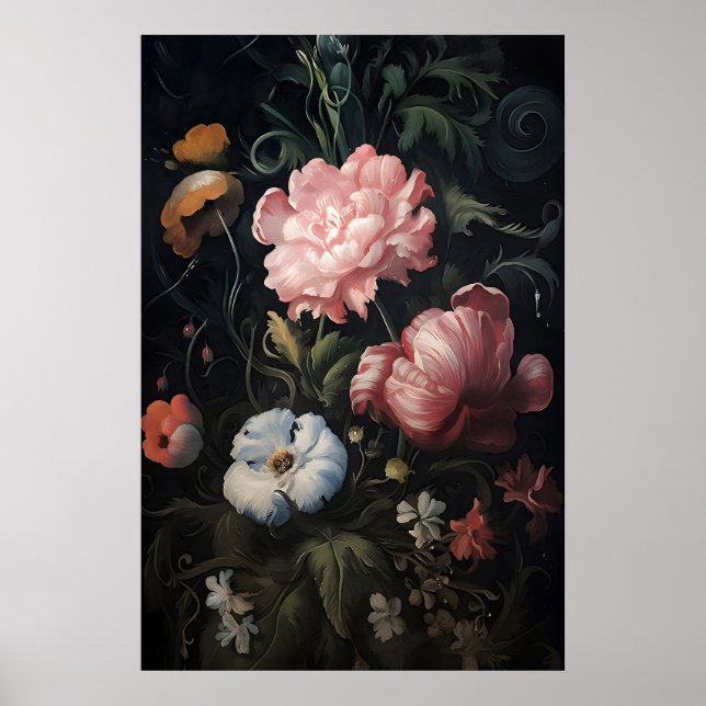 Poster Flores Mágicas Rosa no Jardim Impressão, Botânica  (Frente)