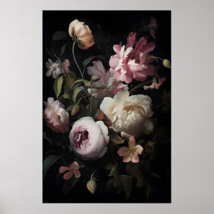Poster Flores Mágicas Rosa no Jardim Impressão, Botânica 