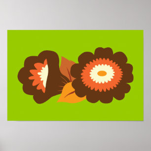 Póster Flores Marrons Retro