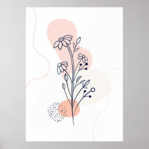 Poster Flores mínimas de arte em linha