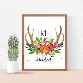 Poster Flores Modernas de Boho Boho e Flores de Quadrinho