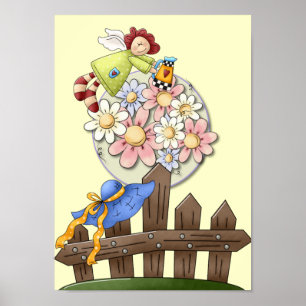 Póster Flores molhando do anjo bonito do país