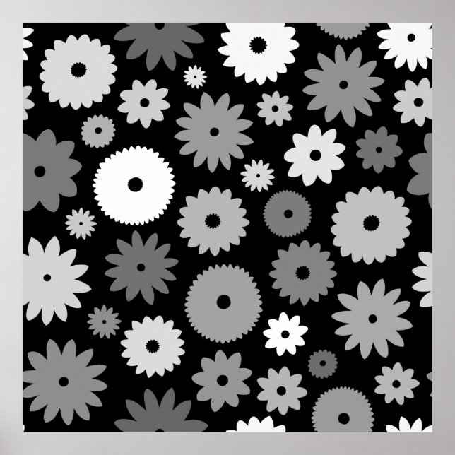 Poster Flores Monocromáticas Grande Padrão (Frente)