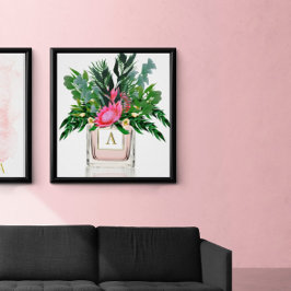 Poster Flores Monograma De Frasco De Perfume De Protea El