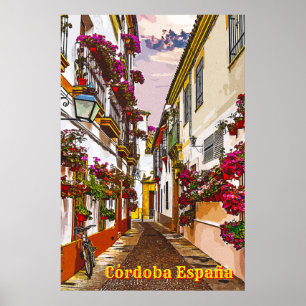 Poster Flores na rua. Córdoba, Andaluzia, Espanha.