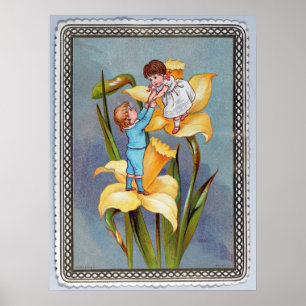 Poster Flores Narcisos Antigos Dia dos Namorados