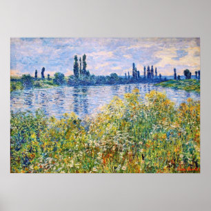 Póster Flores nas margens do rio Sena de Belas Artes