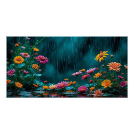 Póster Flores no Poster Rainy Garden
