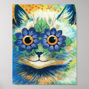 Poster Flores Olhos Gatos De Louis Wain