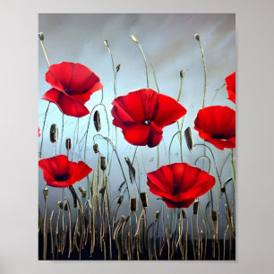 Poster Flores, Papagaio Vermelho, Arte