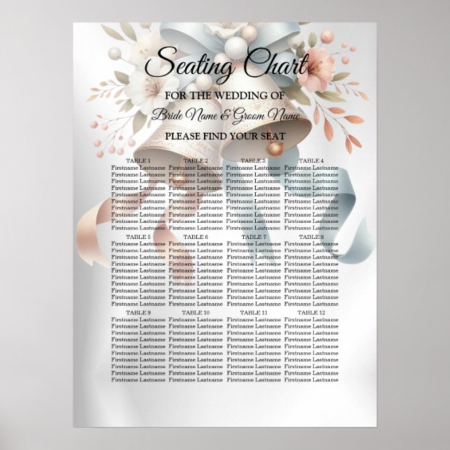 Poster Flores para casamentos Belts Azuis Rosa Bonitos Be (Frente)