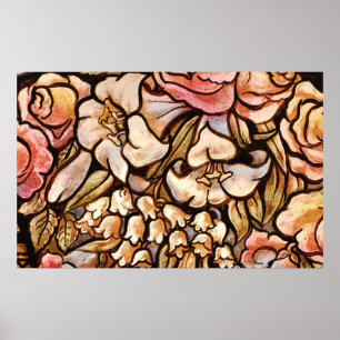Póster Flores pintadas em vidro