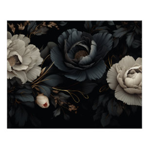 Póster Flores Pretas e Brancas
