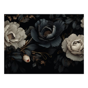 Póster Flores Pretas e Brancas