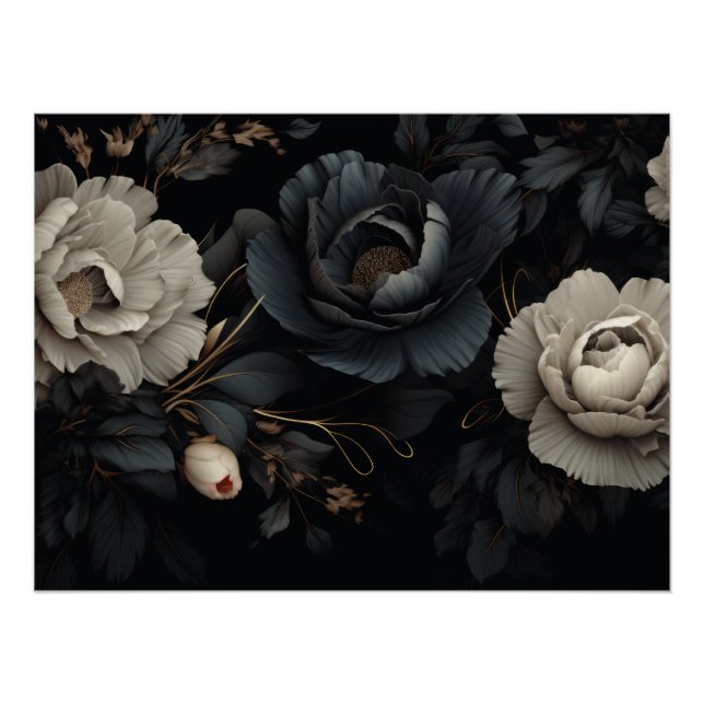Póster Flores Pretas e Brancas (Frente)