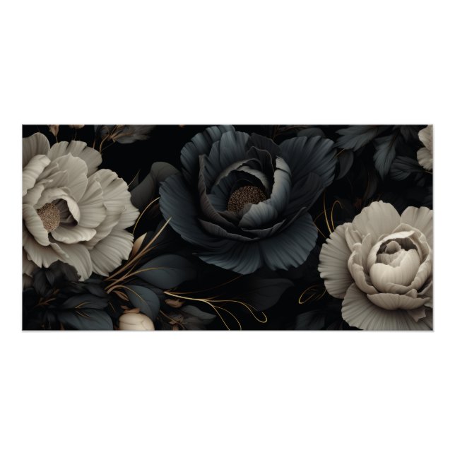 Póster Flores Pretas e Brancas (Frente)
