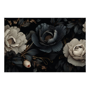 Póster Flores Pretas e Brancas