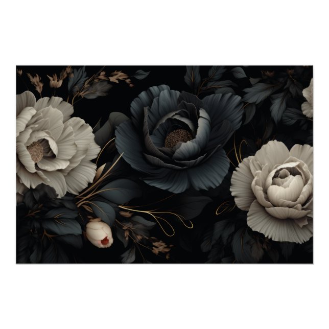 Póster Flores Pretas e Brancas (Frente)