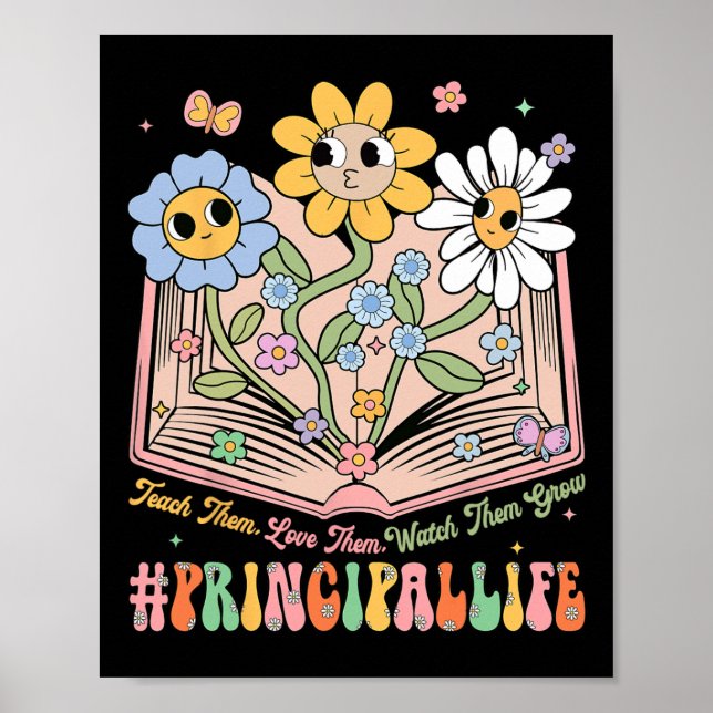Poster Flores Principais Retro Ensine-os Ame-os Observe (Frente)