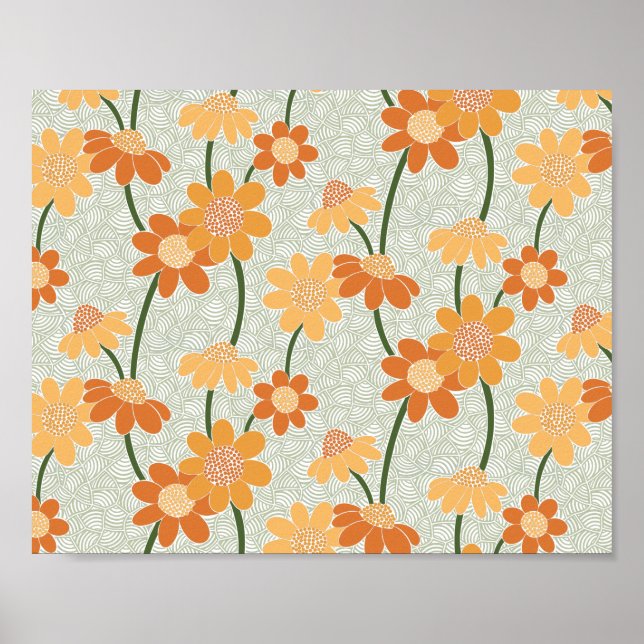 Poster Flores retrorreflectoras bonito mudas na década de (Frente)