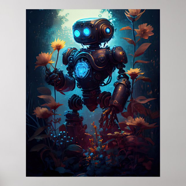 Poster Flores Robot Holding (Frente)