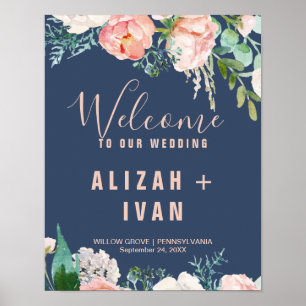 Póster Flores Românticas de Peônias Casamento de Boas