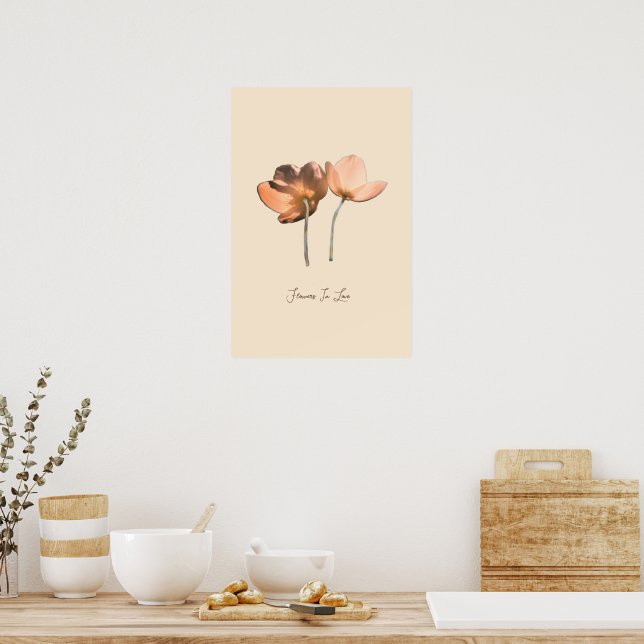 Poster Flores Românticas no Amor – Fantasia Botânica Boho (Cozinha)