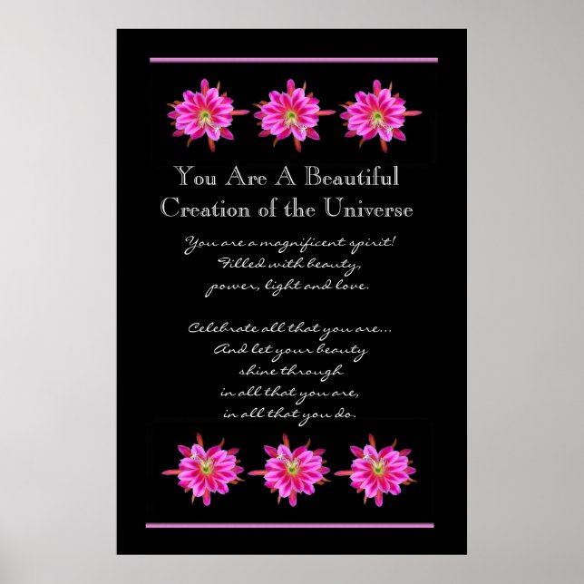 Poster Flores Rosa Bonitas Inspiradoras (Frente)