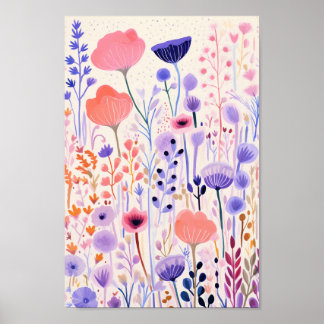 Poster Flores rosa e roxa