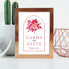 Poster Flores rosa e vermelha e sinal de casamento foliar