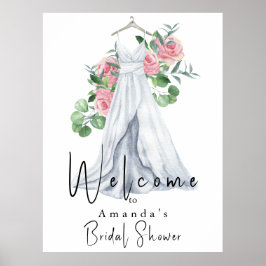 Poster Flores Rosa Elegantes e Chá de panela Verde