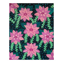 Flores Rosa em Preto