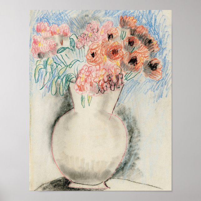 Poster Flores Rosa em um Vaso | Christopher Wood (Frente)