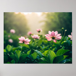 Poster Flores rosa suave