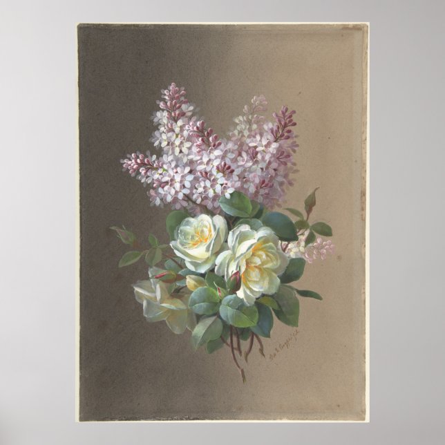 Poster Flores Rosas e Lilases (Frente)