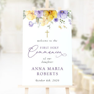 Poster Flores Roxas e Amarelas, Boas-vindas à Primeira Co