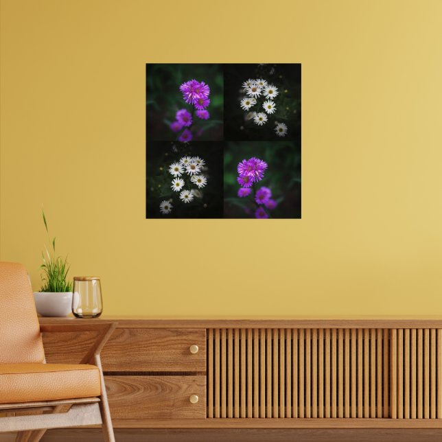 Poster Flores Roxas e Brancas (Sala de Estar 2)
