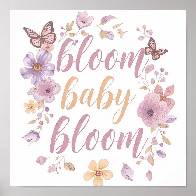 Poster Flores Roxas e Rosas com Letra Dourada (Frente)